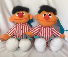 Two (2) Talking Sleepy Time Snoring Ernie Tyco Plush Doll Bedtime Sesame Street