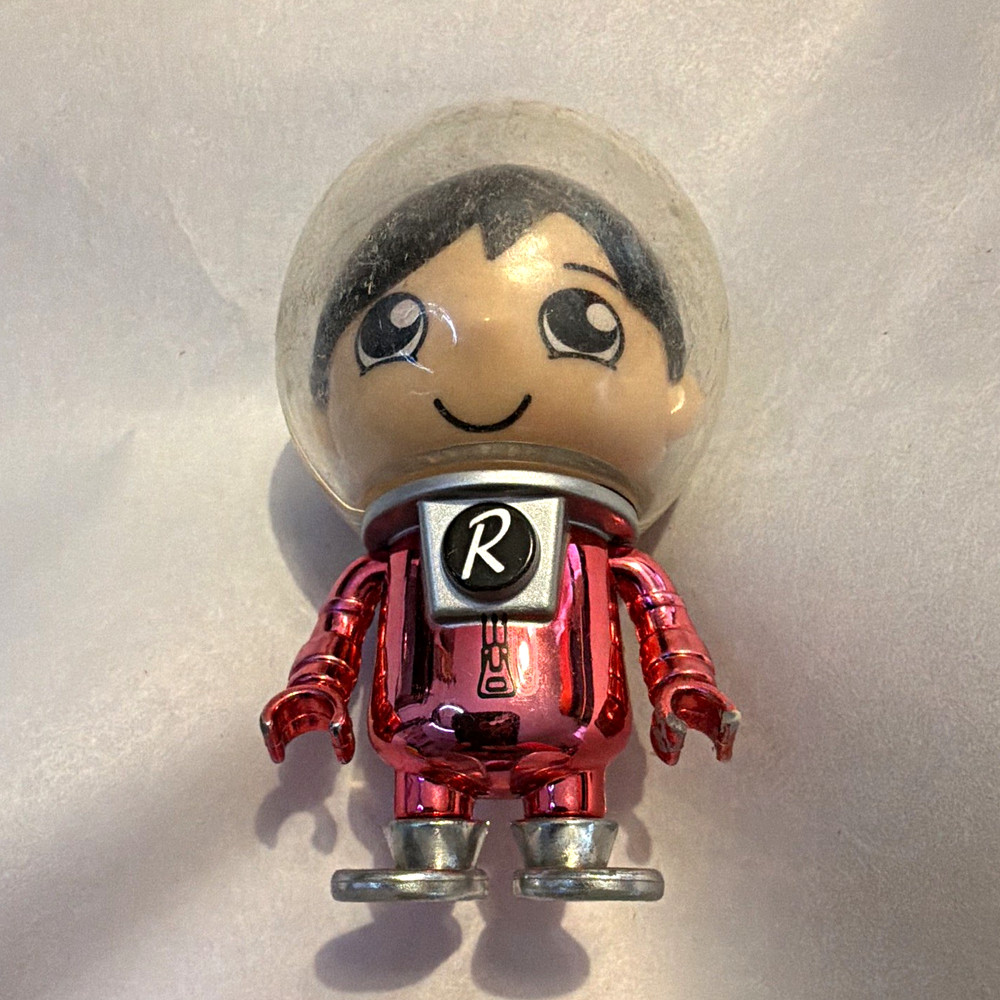 Pink Astronaut Plastic Figure w/ Clear Helmet & Jetpack, Silver/Beige/Black