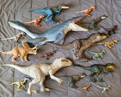 Big Jurassic World Toy Dino Lot Indominus T- Rex Mosasaurus Raptors Triceratops