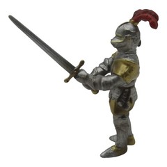 2003 Schleich Germany Silver & Gold Knight w Sword – Red Plume