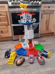 Paw Patrol My Size 33″ Lookout Tower Tested 4 Figures 6 Vehicles Works Clean