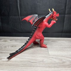 2018 11” Toys R Us Red Dragon w/ Green Eyes Fantasy Soft Rubber Toy