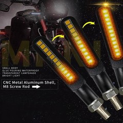 Waterproof Motorcycle Blinkers Indicator Turn Signal Amber Flowing Sequential Un