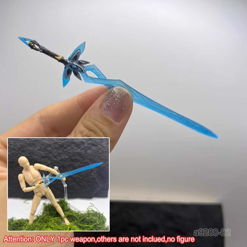 Single Painted 1/12 Blue Sword Weapon Model For 6″ Action Figure Decor
