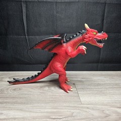 2018 11” Toys R Us Red Dragon w/ Green Eyes Fantasy Soft Rubber Toy