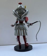 Female Warrior Action Figure Red & Silver Plastic w/ Whip & Display Stand