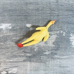 Yellow/Red Plastic Rubber Mini 3″ Chicken Toy Figure Cake Topper