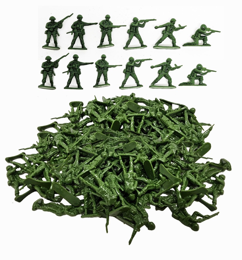 300 Pcs Green Army Soldiers Military Toys 6 different poses – 1.5″ to 1.75″ tall