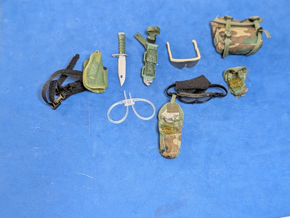 Toy Survival Knife / Dagger Back pack cuffs pouches holster Fits a 12″ G.i. Joe