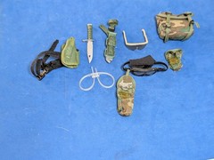 Toy Survival Knife / Dagger Back pack cuffs pouches holster Fits a 12″ G.i. Joe