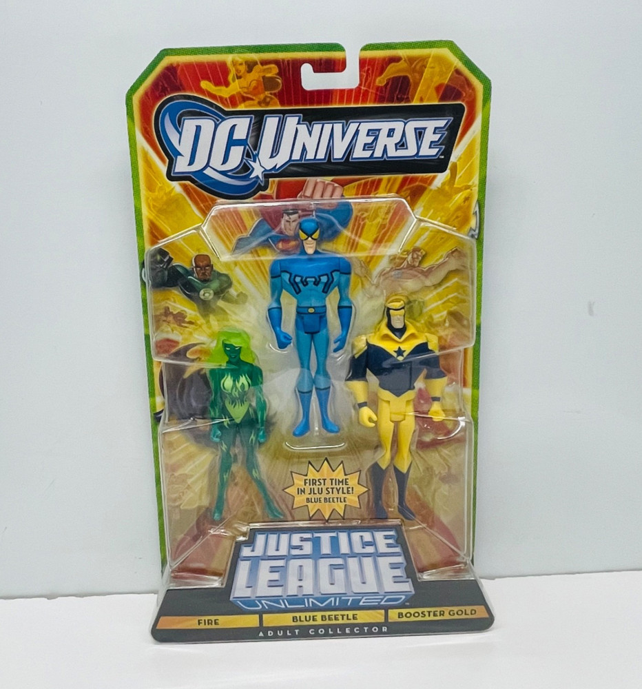 Blue Beetle Fire Translucent Booster Gold Justice League Unlimited 3 pk NIP Rare