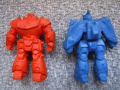 Panzer World Galient ERASER FIGURE lot of 2 (blue & orange) Keshi