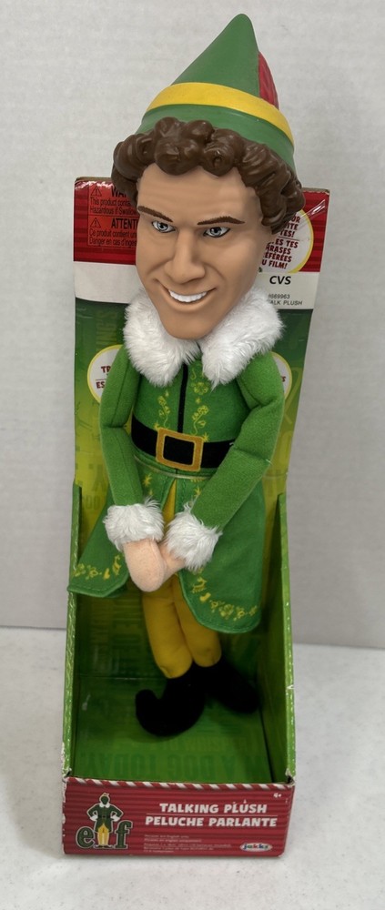 Buddy the Elf Movie Talking Plush 15 Phrases 14″ Tall Will Ferrell Pull CVS New!