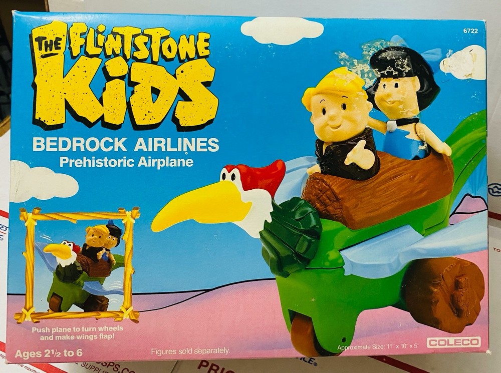 Coleco 1986 The Flinstones Kids Bedrock Airlines Prehistoric Airplane sealed