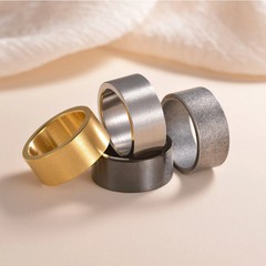 Simple Design 10MM Wide Stainless Steel Rings For Men Women Black/Gold