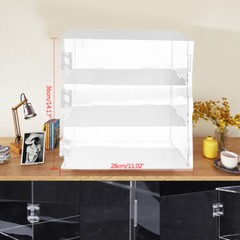 3-Tier Display Case Shelf Dustproof Clear Showcase Holder for Action Figures
