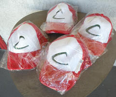 4 Unused Ash Ketchum / Pokemon Adult Hats / Mesh Cap with Plastic Snap Closure