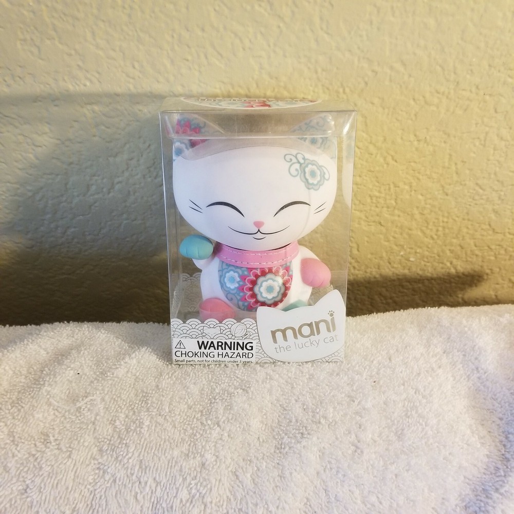 MANI THE LUCKY CAT FIGURE – FLORAL PATTERN – NEW