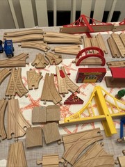 Huge Wooden Train Track Lot 140+ Pcs – fits Thomas Brio Melissa Doug – Bridges