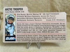 1983 GI Joe SNOW JOB – Nice Figure w/ Ex File Card – 100% Complete – Read