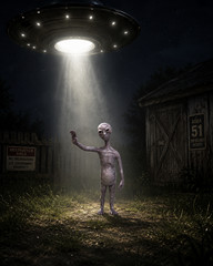 Grey Alien Figurine 18cm Puck UFO Sci-Fi Collectible Close Encounters Inspired