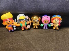 LOT OF 5-Line Friends Brawl Stars Mini Fig- CHASE GOLD LEON/Bo/Amber/Rosa/Jessie