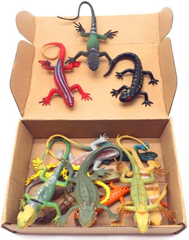 12 Pcs Artificial Reptile Lizard Figures Colorful Fake Lizard Educational Toys