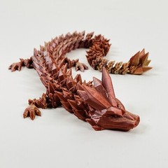 Dragon Crystal Full Articulated Dragon Fidget Toy 13” Burnt Orange 3D Print Art