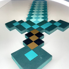 Minecraft Foam Diamond Sword Toy 18 Inch Cosplay Kids/Adults pre-owned 🗡️