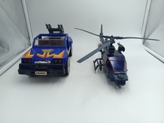 Blue Thunder Helicopter And Rolling Jeep Vehicles Glasslite Brazil Vintage 80 ´s