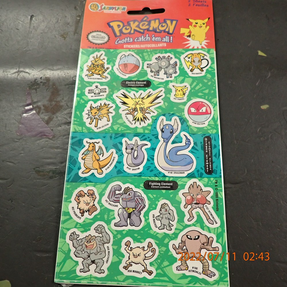 24 Pokemon Sticker Raichu Pikachu Electabuzz Jolteon Zapdos Machamp Dragonite