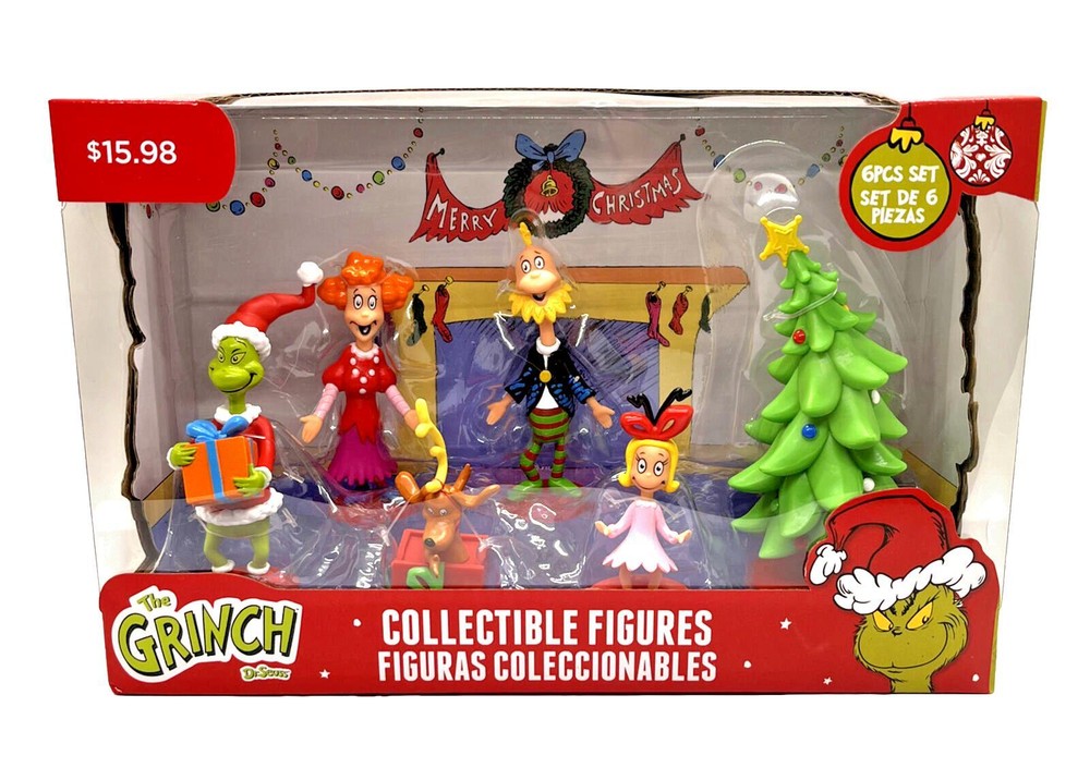 Grinch Figures Christmas Who Family Figurine Set 6pc Dr Seuss