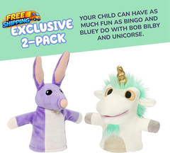 Unicorse & Bob Bilby Hand Puppet Plush Toys, 8-9”, 2-Pack | Soft Deluxe Fabric,
