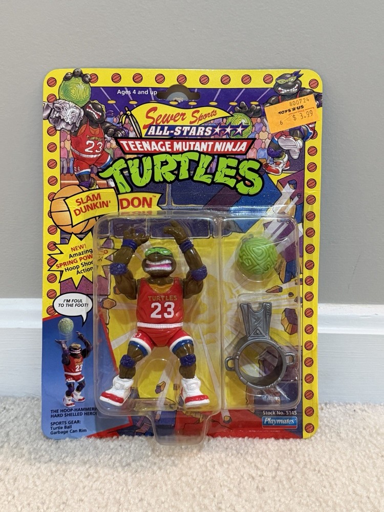 1991 TMNT Ninja Turtles Sewer Sports Slam Dunkin’ Don Playmates NEW MOC Sealed!