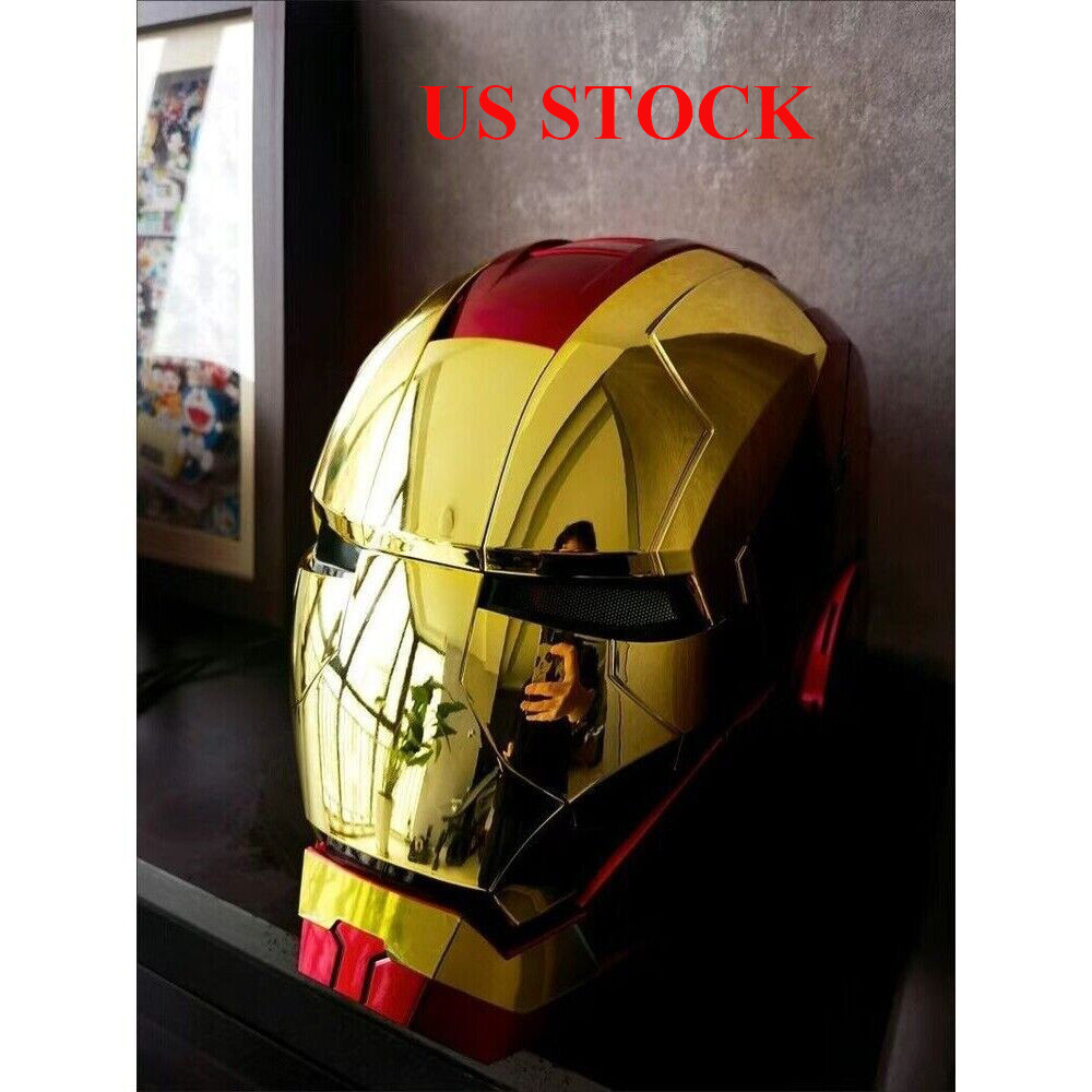 US!!! 2024 Iron Man MK5 1:1 Helmet Wearable Voice-control Mask Cosplay Gold Gift