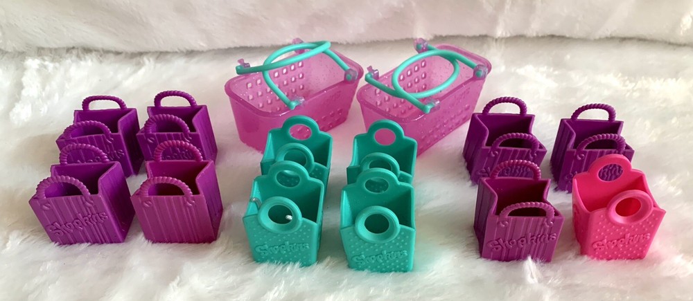 🌷Lot 14 Shopkins Empty Rubber Silicone Shopping Bags Baskets Party Favors