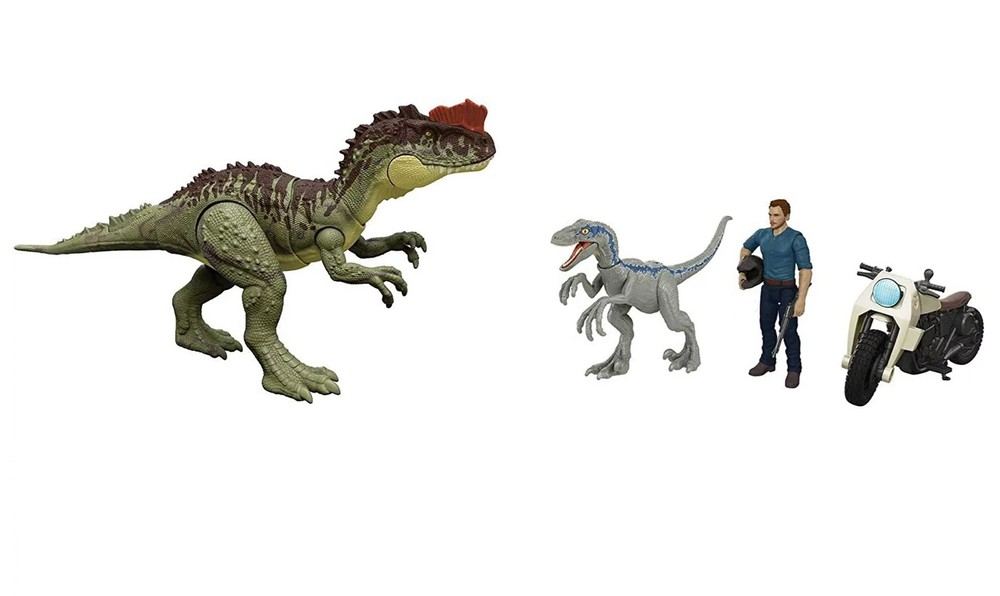 Jurassic World Dominion 3 Pack Bundle: Yangchuanosaurus Velociraptor Blue Owen