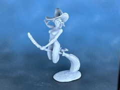 Action Figure witch on a broom 60mm Resin Figure. Tabletop Miniature