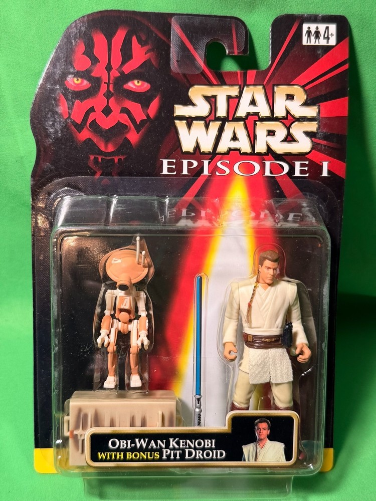 Star Wars Episode 1 Obi Wan Kenobi with Bonus Pit Droid Tan Exclusive RARE