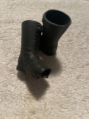 Vintage GI Joe (1) Pair Of Tall Black Jump Boots Laces Laying Down (R)