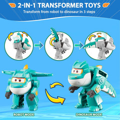 Super Wings Transformable Toys, 2 in Tino Robot Transforming Action Figures, 2-I
