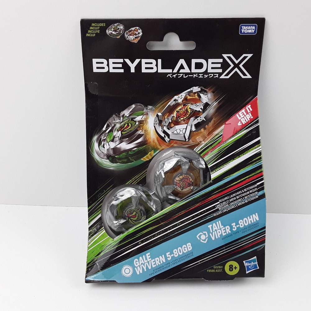 Beyblade X Dual Pack Set Gale Wyvern 5-80GB & Tail Viper 3-80HN By Hasbro