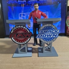 WWE Mattel Elite RAW/SMACKDOWN Anonymous General Manager Podium Accessory Bundle