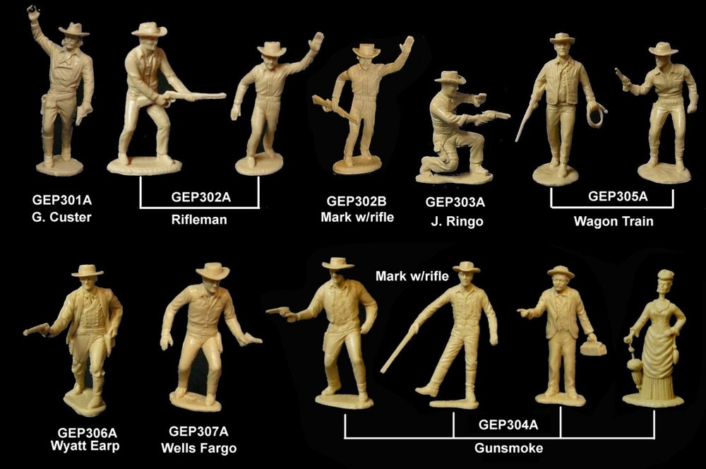 MARX TV Western Character figures 54mm pliabler TAN resin toy soldiers playsets