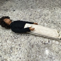 Mattel 3008 Poseable Action Figure Black Shirt White Pants Plastic Fabric
