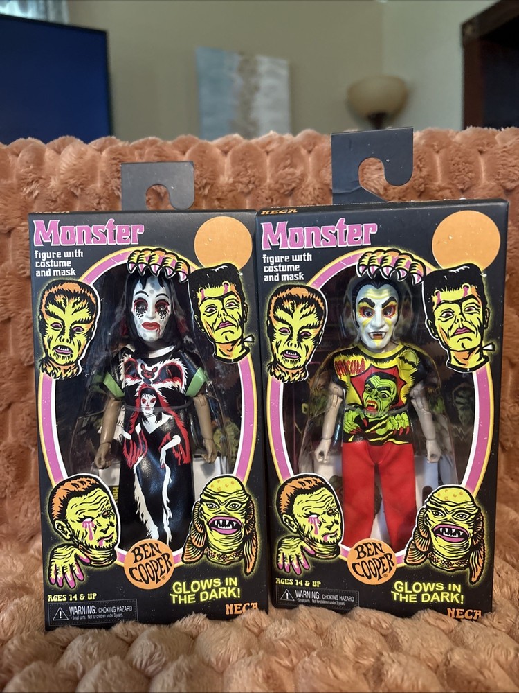 NECA Ben Cooper Glow In Dark Vampire Girl And Dracula 5.5”lot of 2 NEW In BOX