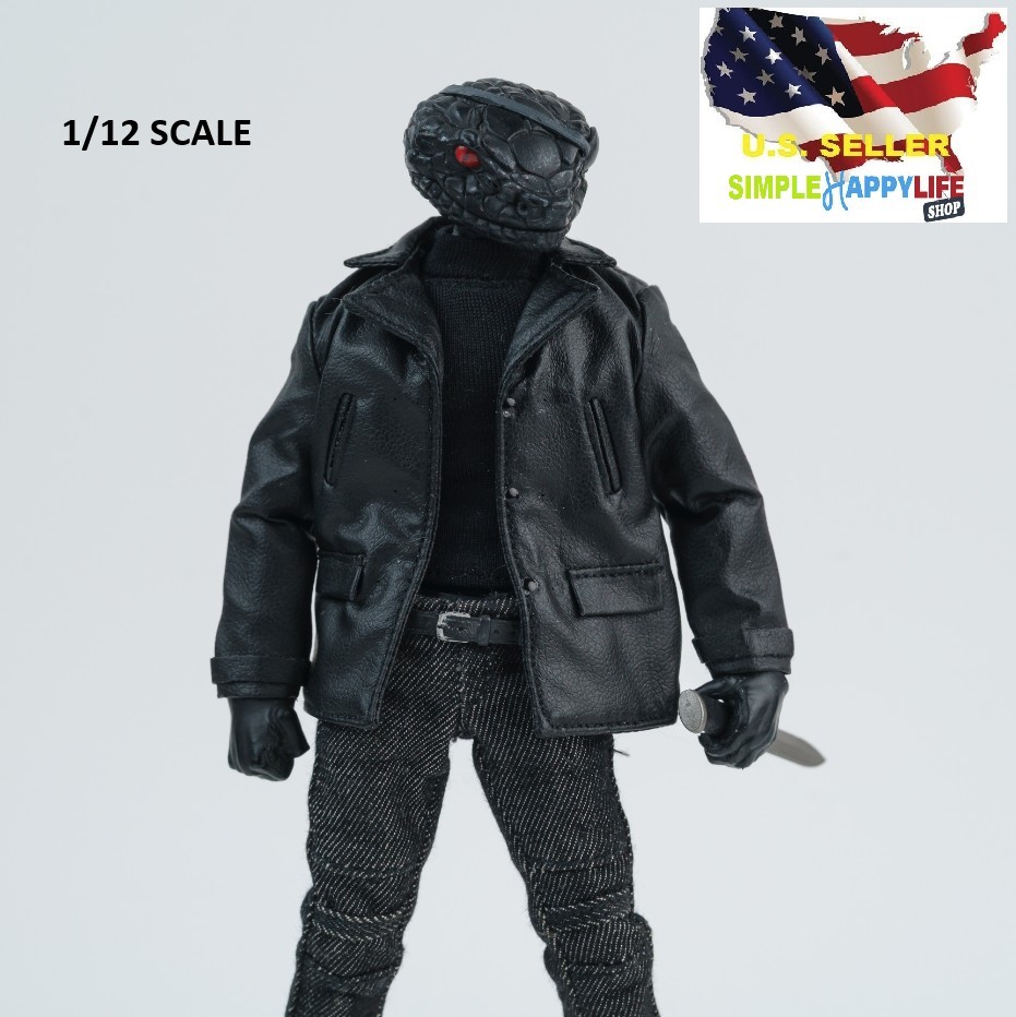 1/12 scale black Leather coat for 6″ figure SHF Nota Mezco MixMax PHICEN ❶USA❶