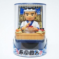 Solar Powered Toy RAMEN Eating Man & SUSHI Chef Figure Set No Batteries Required