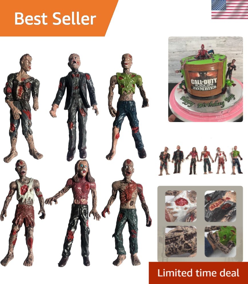 Zombie Action Figure Set – 6 Realistic 4-Inch Figures for Parties & Decoration