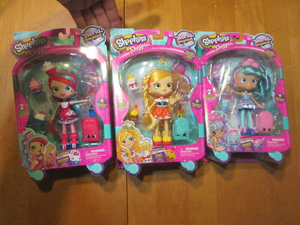 SHOPKINS SHOPPIES WORLD VACATION DOLLS FRANCE BRITAIN JESSICAKE ITALY LOT RARE